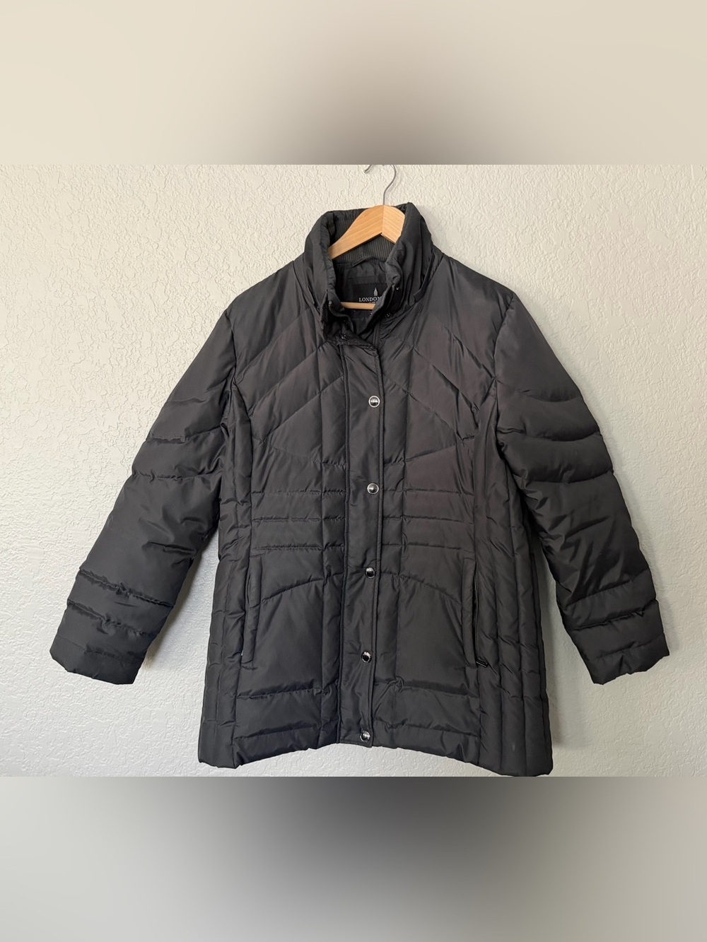 London Fog dark grey Puffer Coat down fill women’s size large